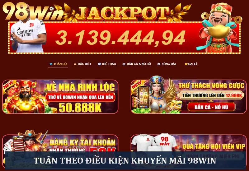 Hội viên có thể trải nghiệm mọi dịch vụ và sảnh chơi tại 98win