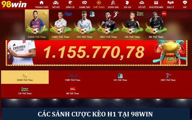 Các sảnh chơi kèo Hiệp 1 tại nhà cái 98win